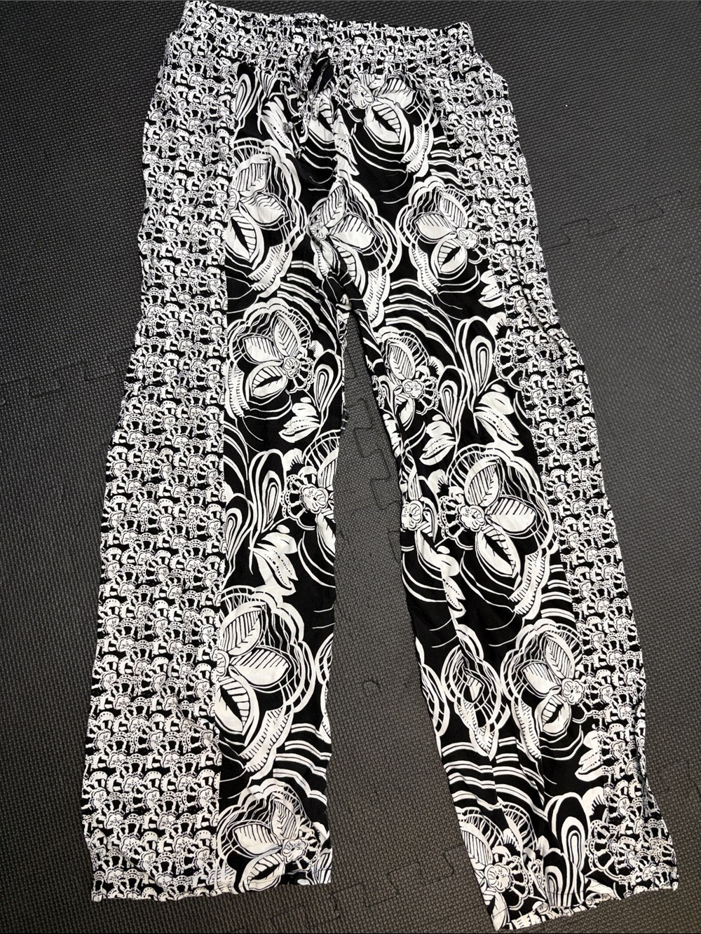 BeBop Black and White Floral Wide-Leg Pants